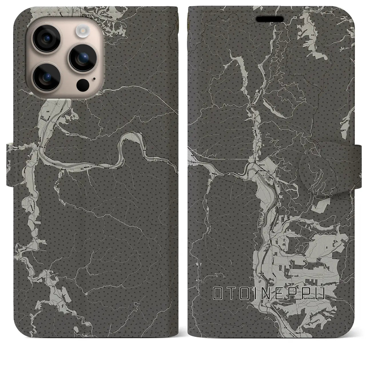 【音威子府(北海道)】地図柄iPhoneケース(手帳タイプ)