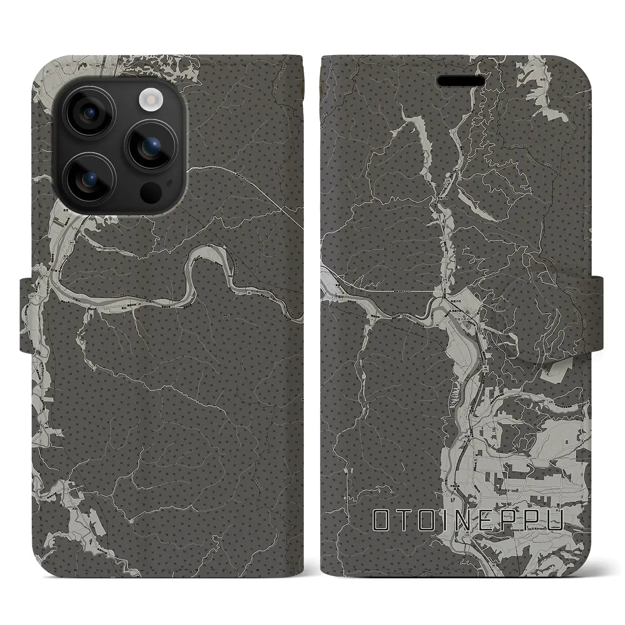 【音威子府(北海道)】地図柄iPhoneケース(手帳タイプ)