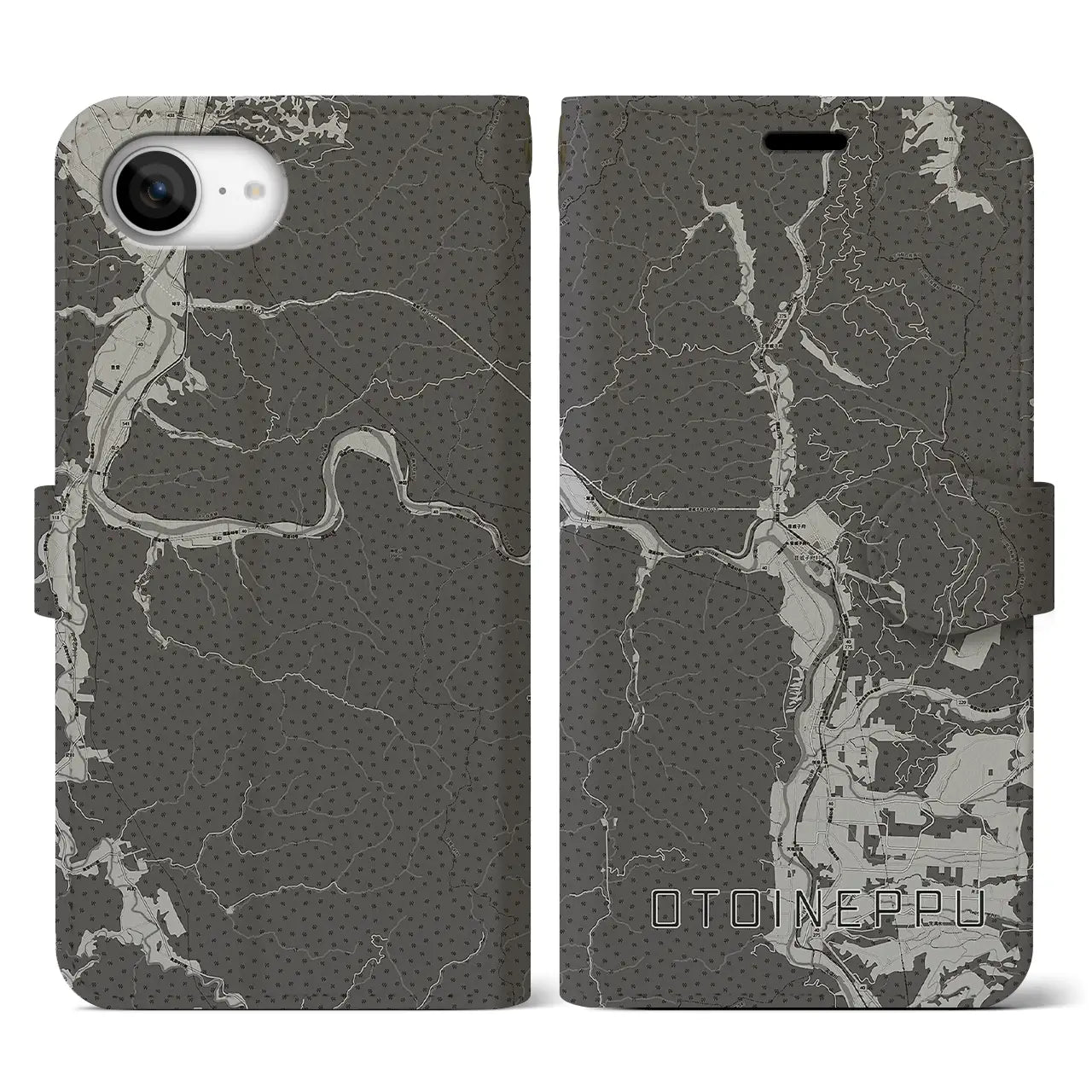 【音威子府(北海道)】地図柄iPhoneケース(手帳タイプ)
