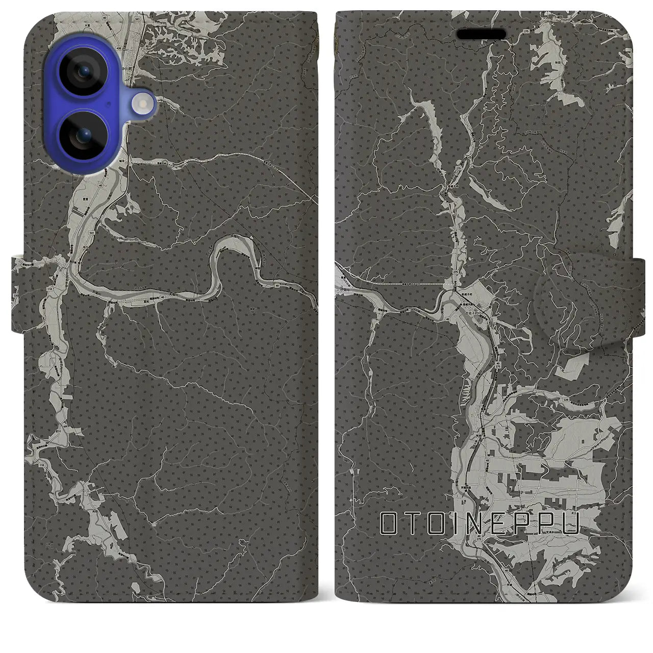 【音威子府(北海道)】地図柄iPhoneケース(手帳タイプ)
