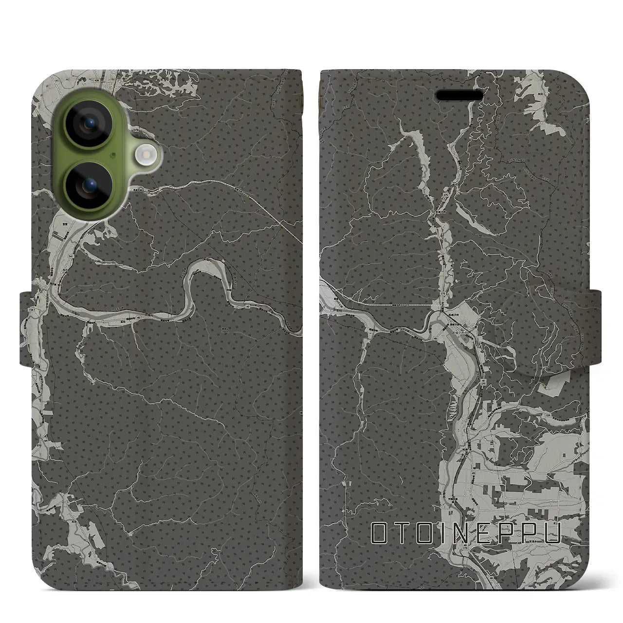 【音威子府(北海道)】地図柄iPhoneケース(手帳タイプ)