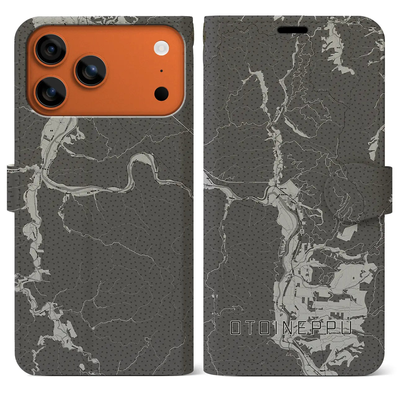 【音威子府(北海道)】地図柄iPhoneケース(手帳タイプ)