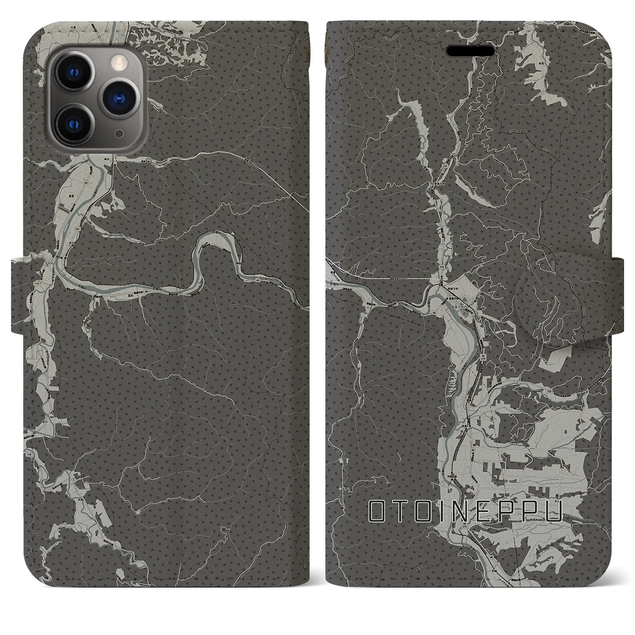 【音威子府(北海道)】地図柄iPhoneケース(手帳タイプ)