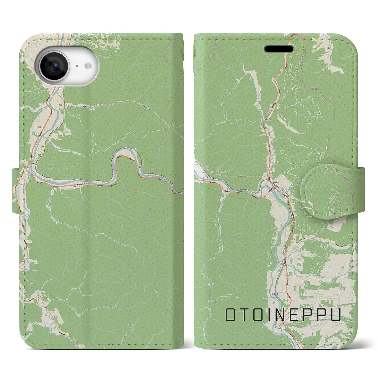 【音威子府(北海道)】地図柄iPhoneケース(手帳タイプ)