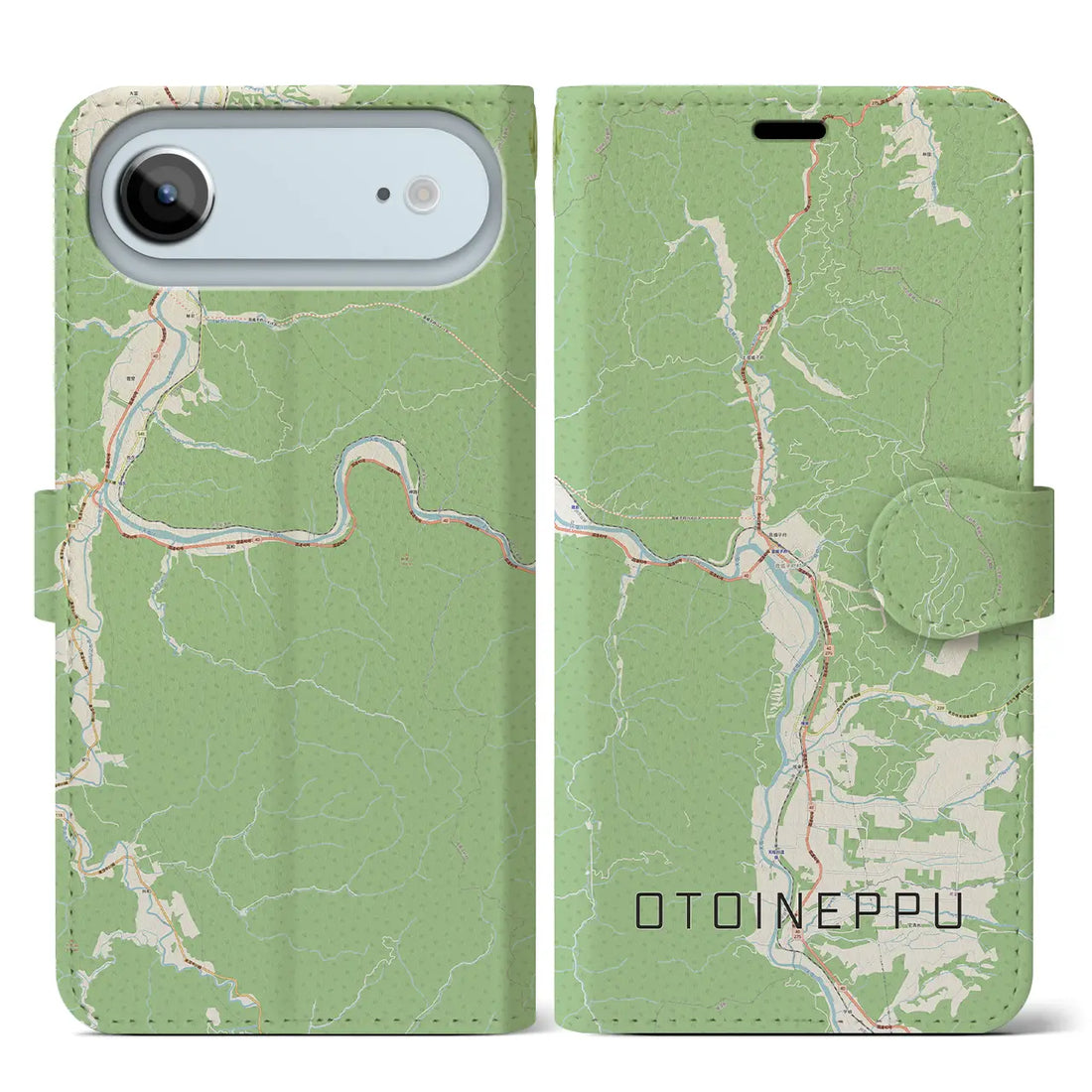 【音威子府(北海道)】地図柄iPhoneケース(手帳タイプ)ナチュラル・iPhone 17 Pro Max 用