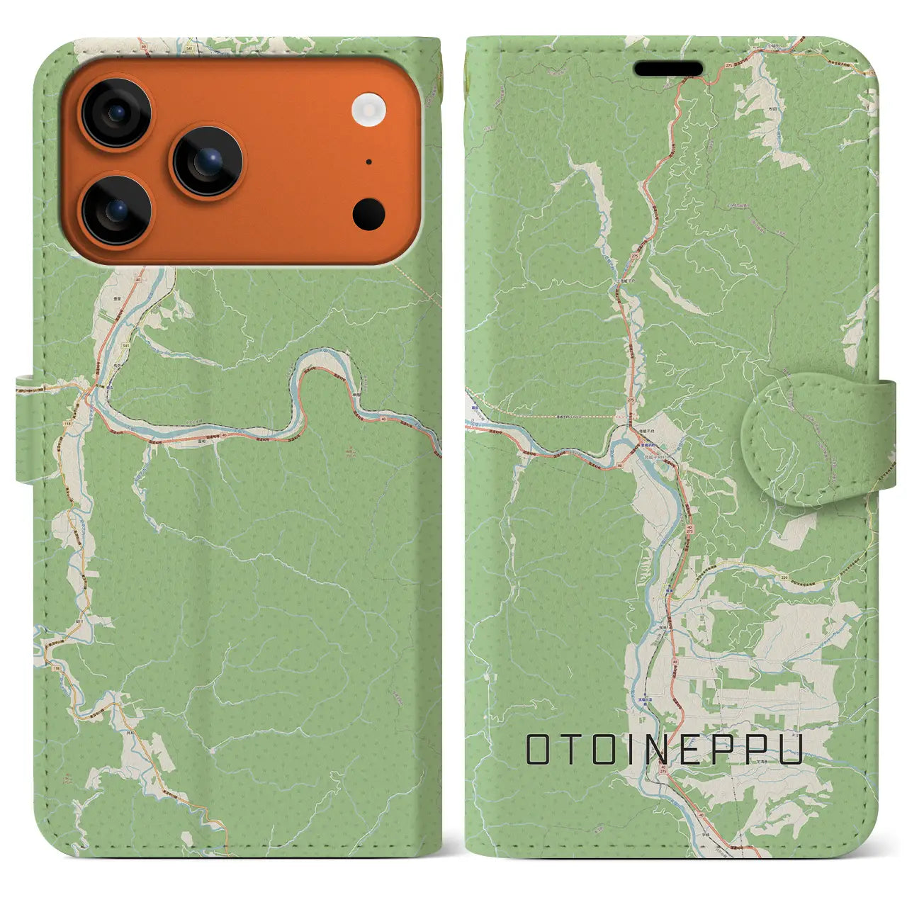 【音威子府(北海道)】地図柄iPhoneケース(手帳タイプ)