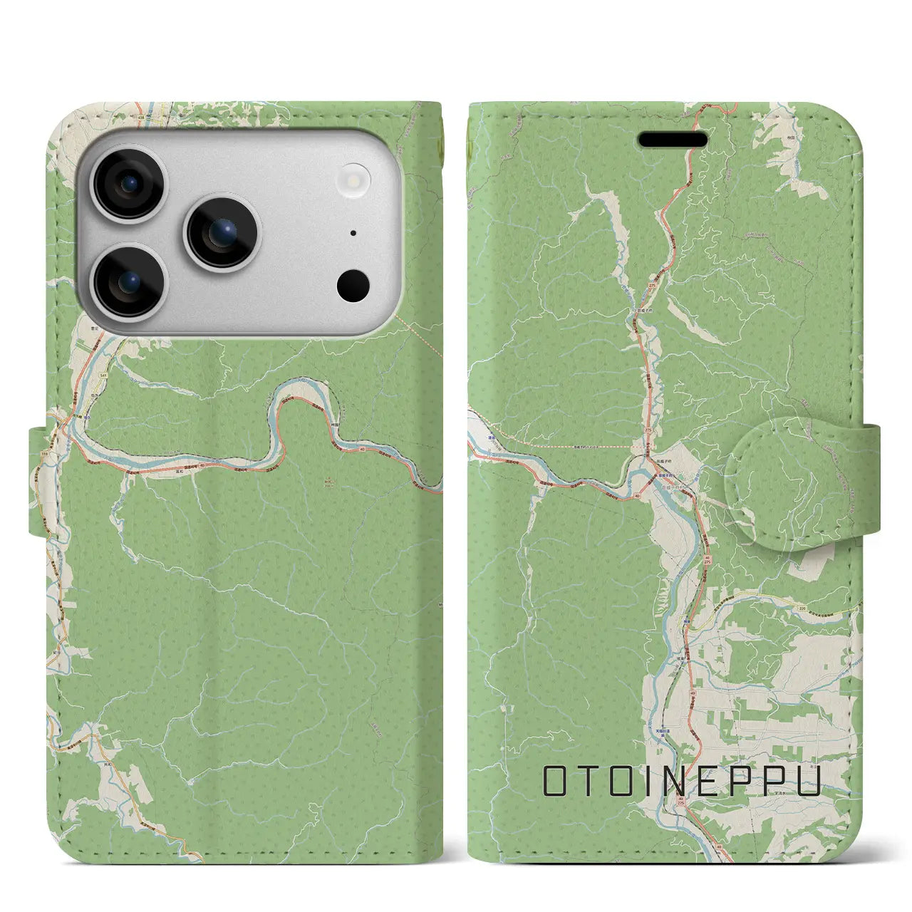 【音威子府(北海道)】地図柄iPhoneケース(手帳タイプ)