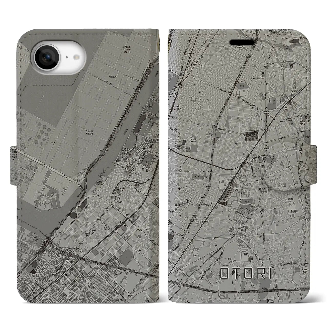 【鳳(大阪府)】地図柄iPhoneケース(手帳タイプ)