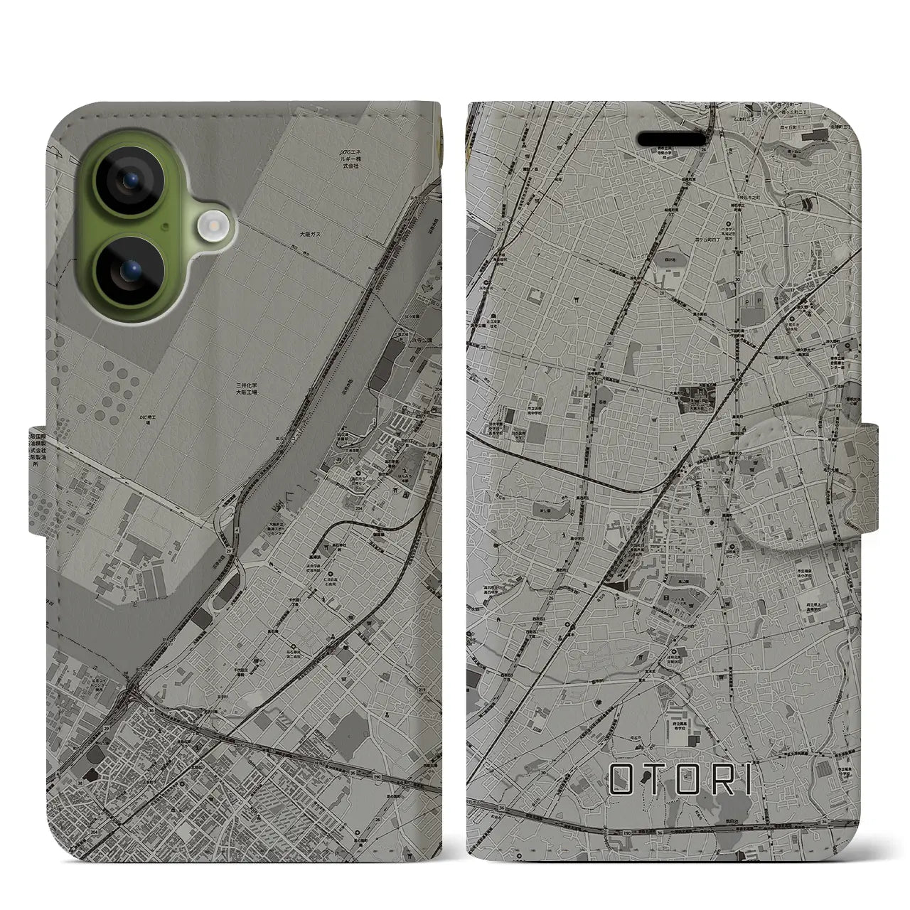 【鳳(大阪府)】地図柄iPhoneケース(手帳タイプ)