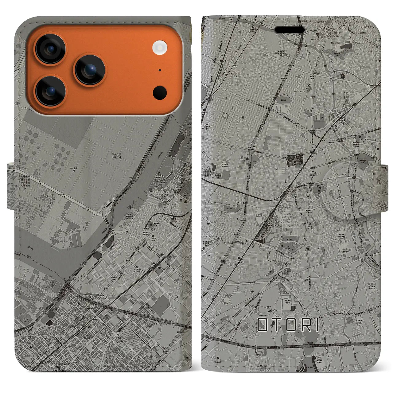 【鳳(大阪府)】地図柄iPhoneケース(手帳タイプ)