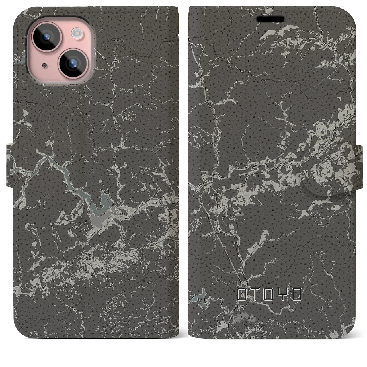 【大豊(高知県)】地図柄iPhoneケース(手帳タイプ)