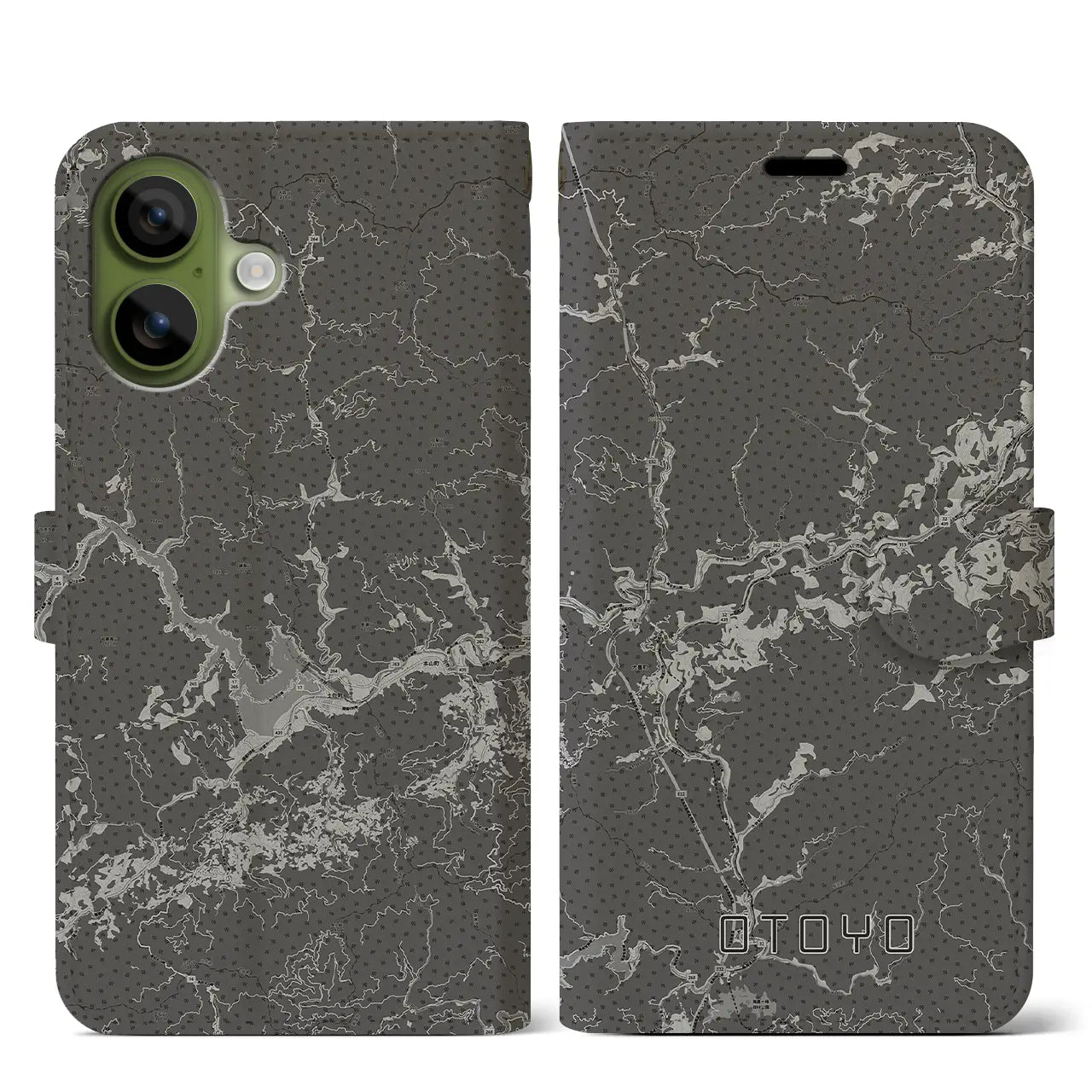 【大豊(高知県)】地図柄iPhoneケース(手帳タイプ)