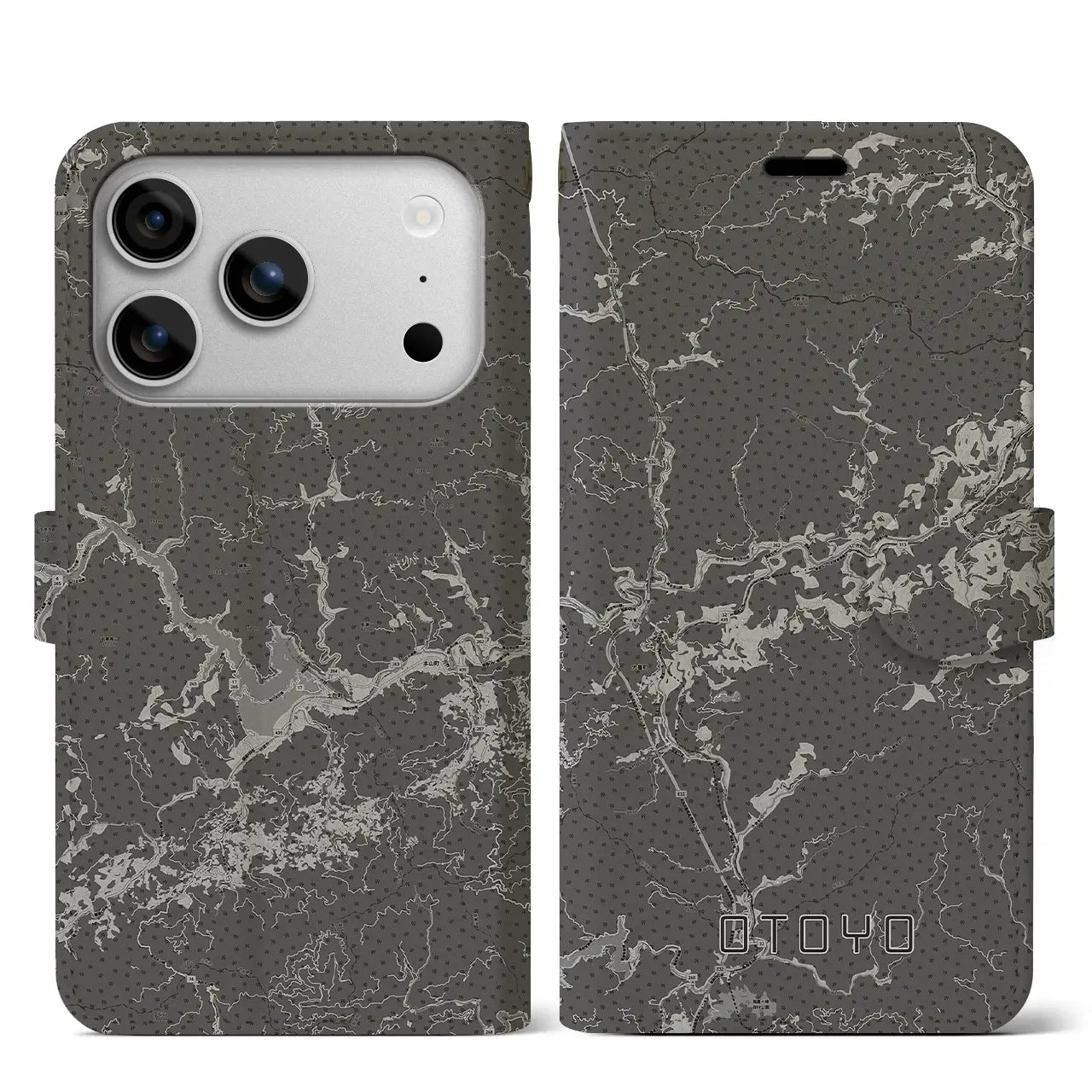 【大豊(高知県)】地図柄iPhoneケース(手帳タイプ)