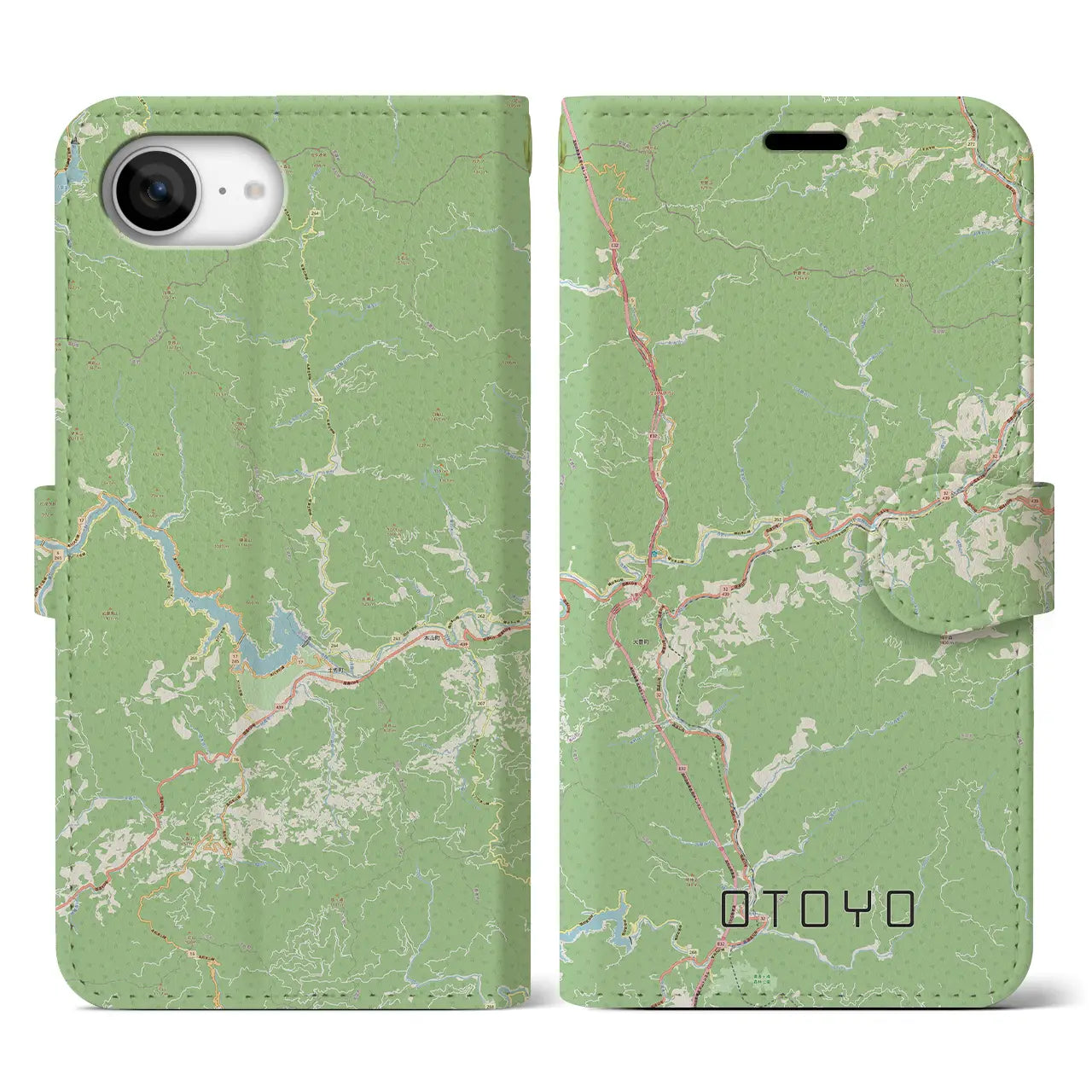 【大豊(高知県)】地図柄iPhoneケース(手帳タイプ)