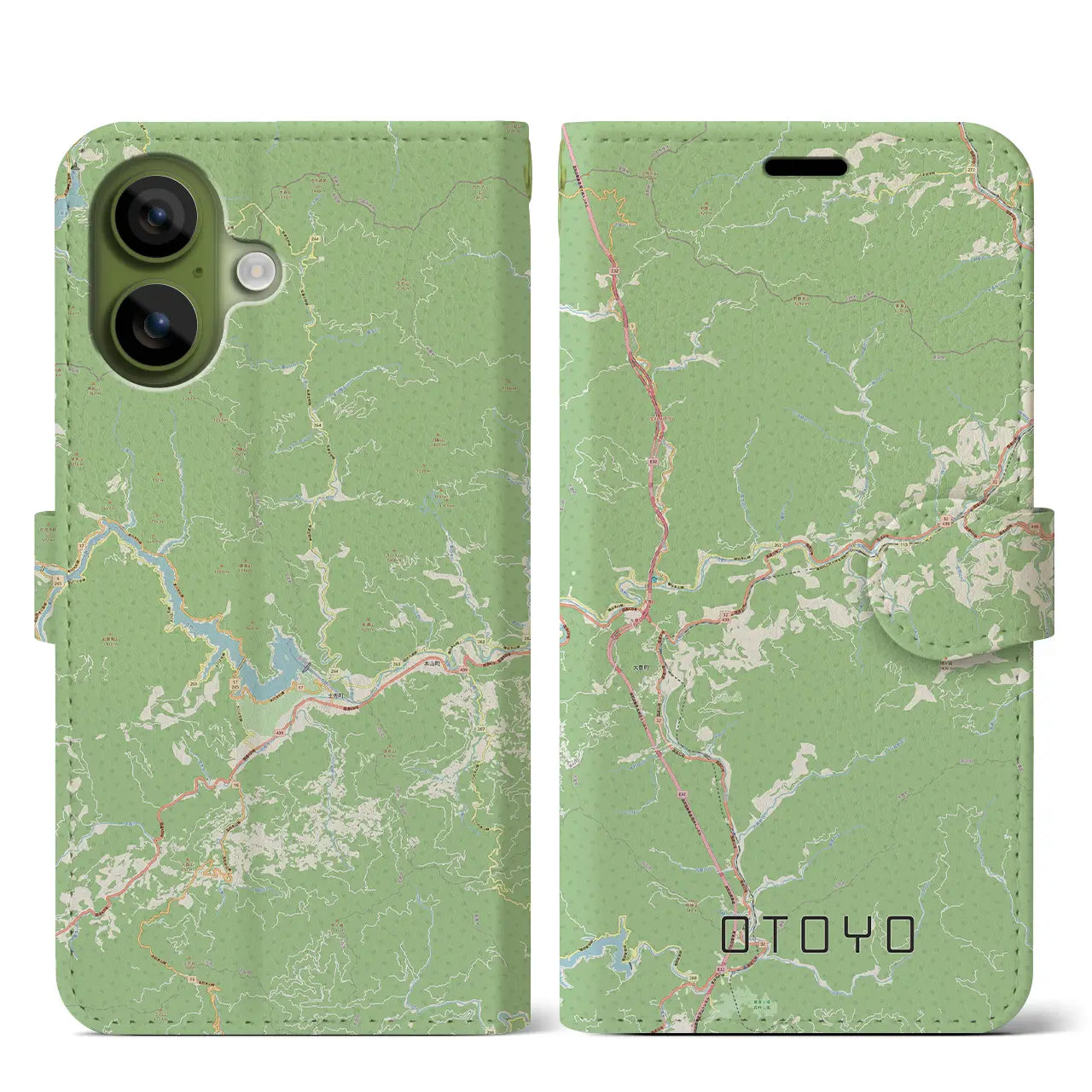 【大豊(高知県)】地図柄iPhoneケース(手帳タイプ)