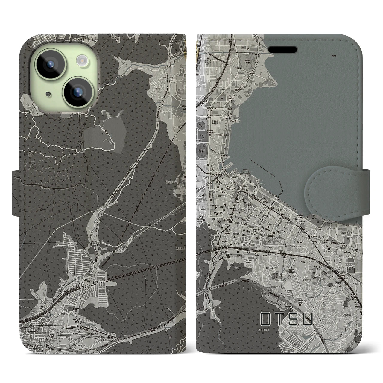 【大津(滋賀県)】地図柄iPhoneケース(手帳タイプ)