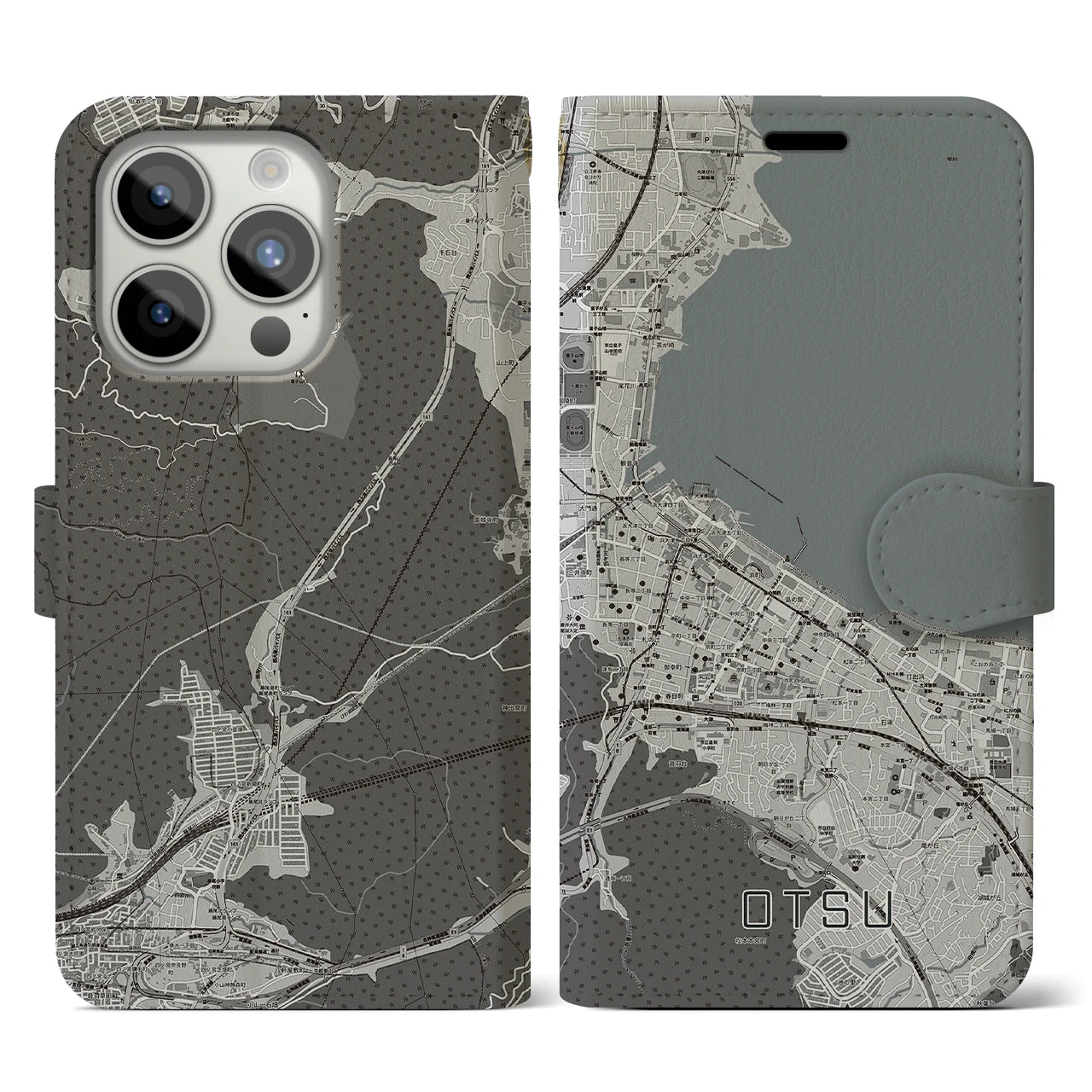 【大津(滋賀県)】地図柄iPhoneケース(手帳タイプ)