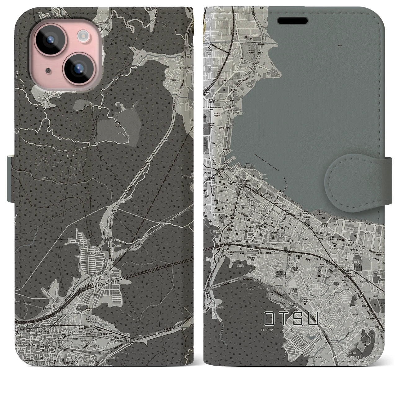 【大津(滋賀県)】地図柄iPhoneケース(手帳タイプ)