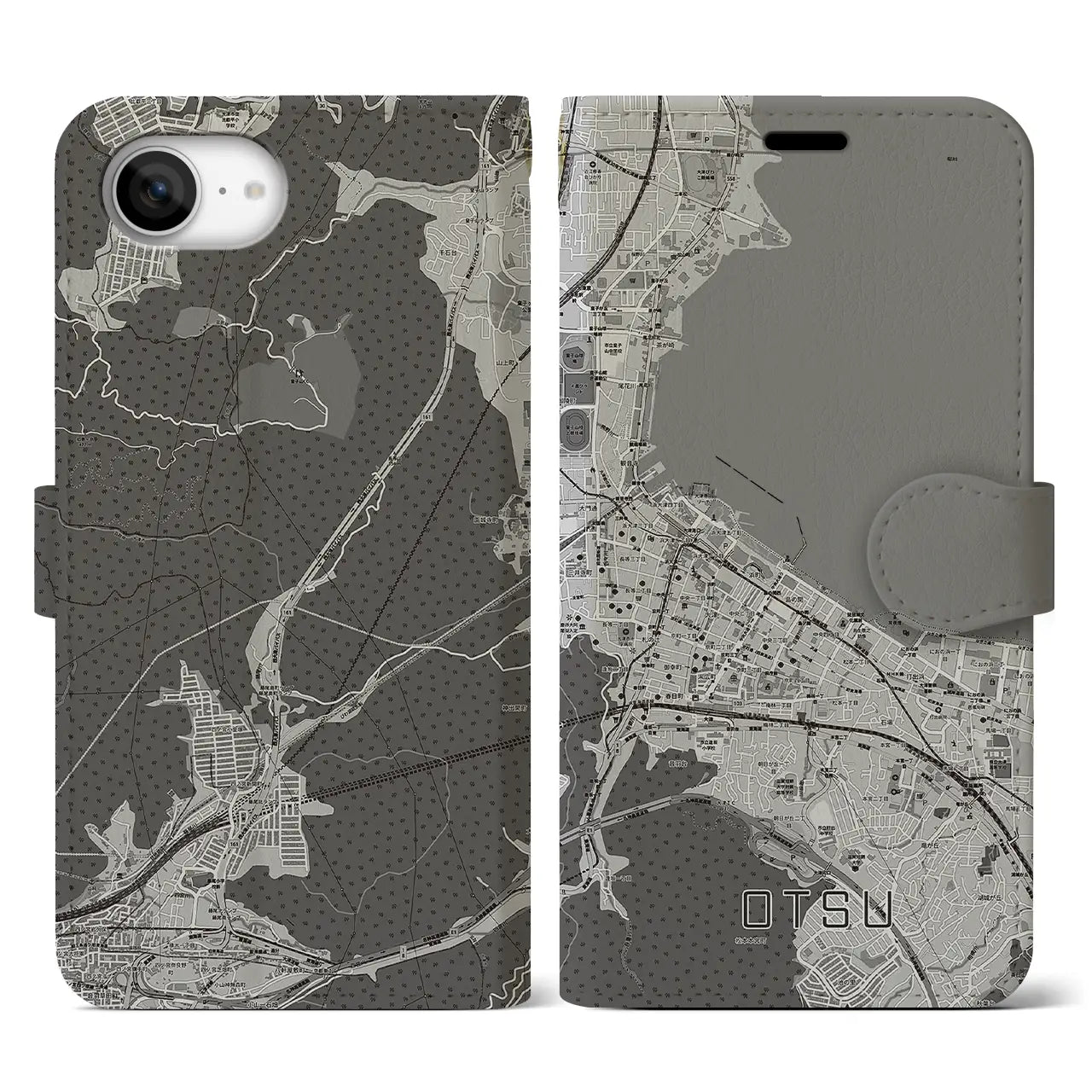 【大津(滋賀県)】地図柄iPhoneケース(手帳タイプ)