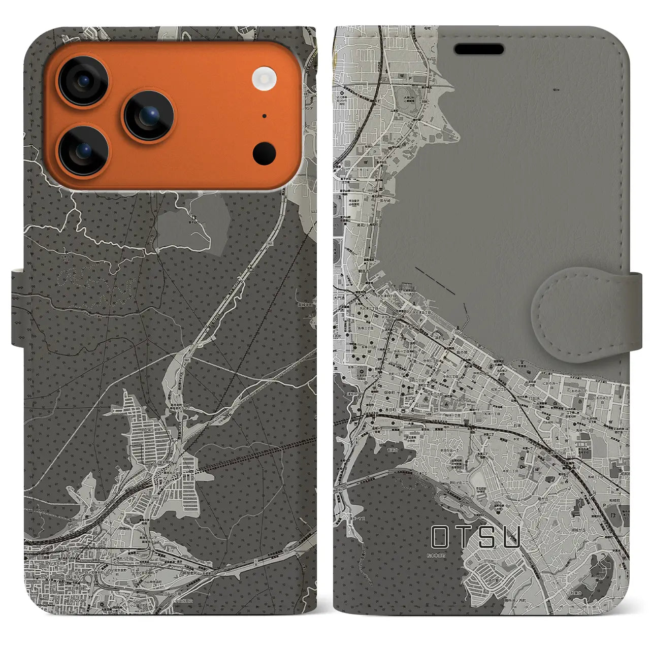 【大津(滋賀県)】地図柄iPhoneケース(手帳タイプ)