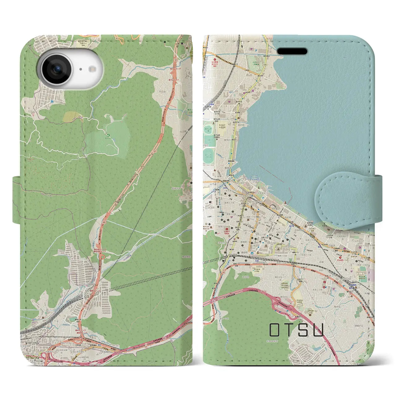 【大津(滋賀県)】地図柄iPhoneケース(手帳タイプ)