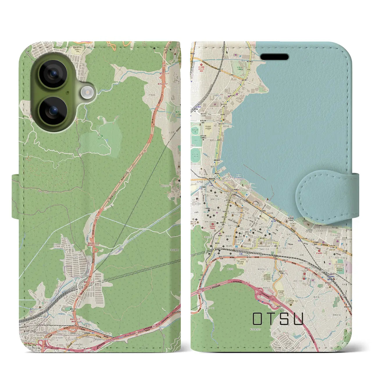 【大津(滋賀県)】地図柄iPhoneケース(手帳タイプ)