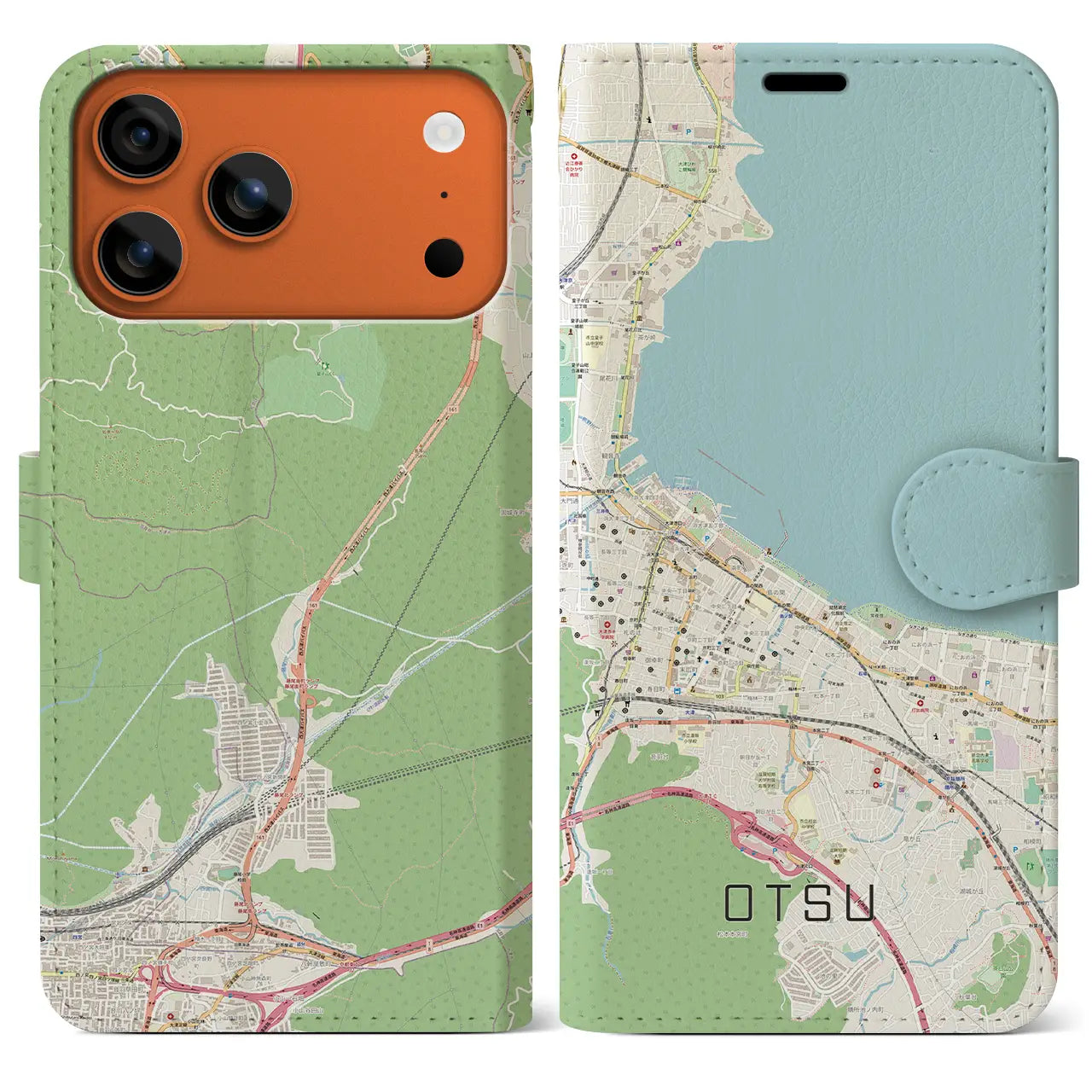 【大津(滋賀県)】地図柄iPhoneケース(手帳タイプ)