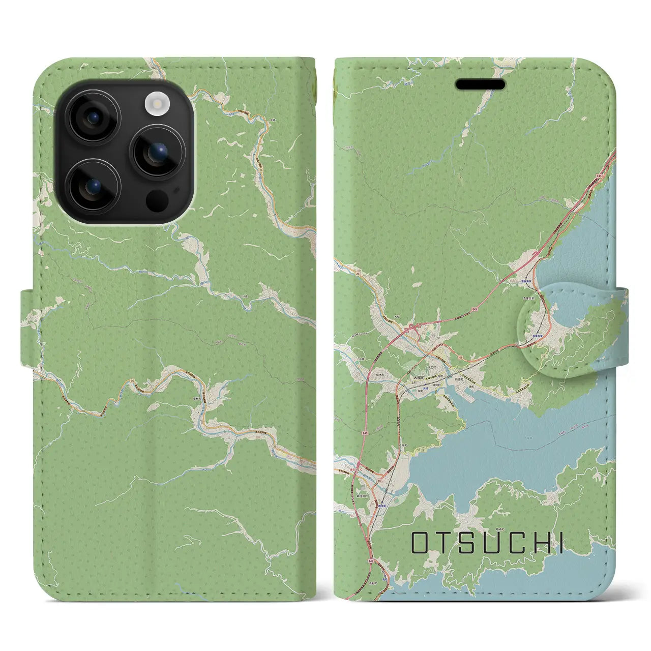 【大槌(岩手県)】地図柄iPhoneケース(手帳タイプ)ナチュラル・iPhone 16 用