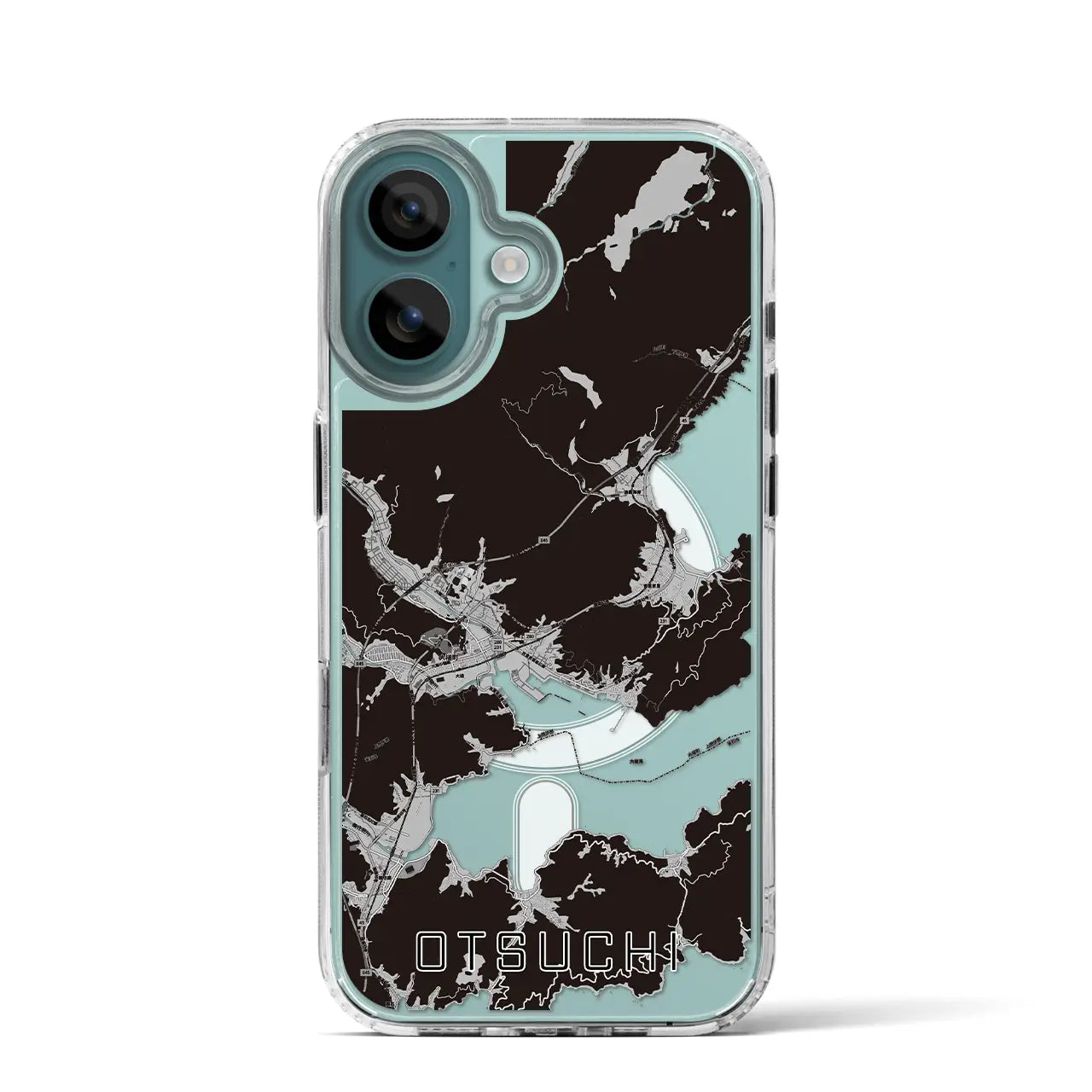 【大槌(岩手県)】地図柄iPhoneケース(MagSafeタイプ)モノトーン・iPhone 16 Pro 用