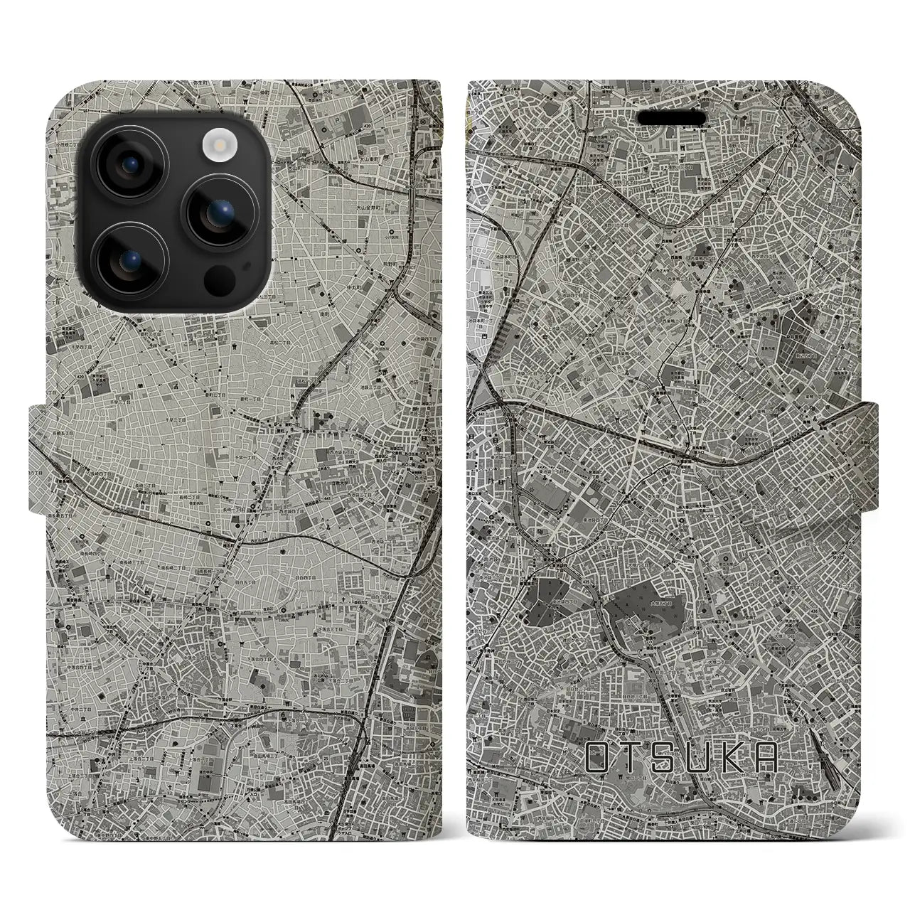 【大塚(東京都)】地図柄iPhoneケース(手帳タイプ)モノトーン・iPhone 16 用