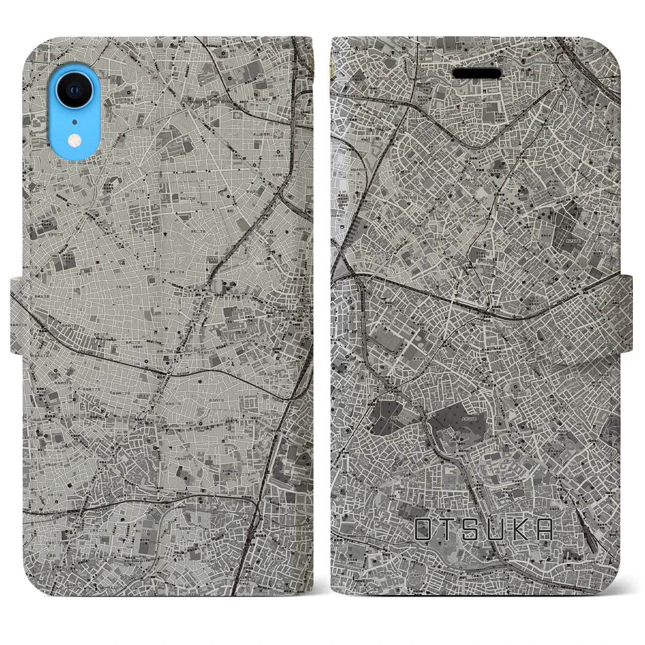 【大塚(東京都)】地図柄iPhoneケース(手帳タイプ)モノトーン・iPhone XR 用