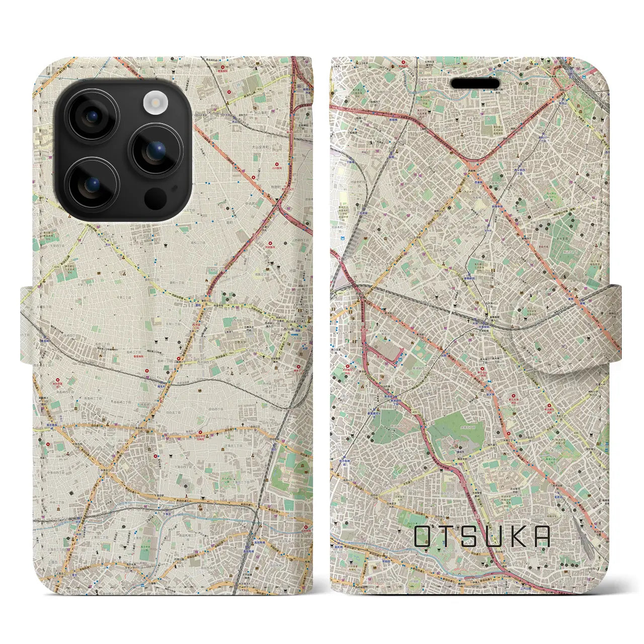 【大塚(東京都)】地図柄iPhoneケース(手帳タイプ)ナチュラル・iPhone 16 用