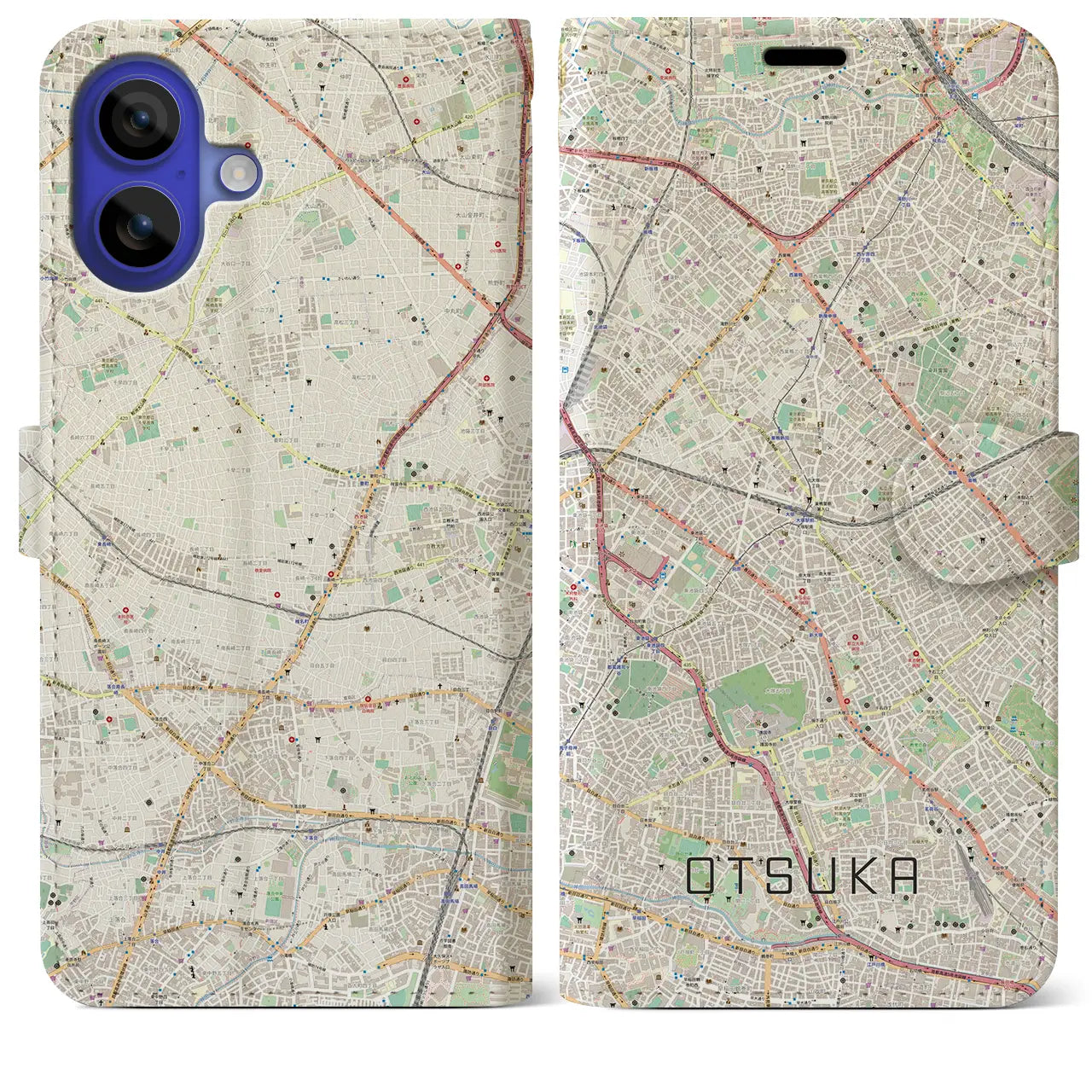 【大塚(東京都)】地図柄iPhoneケース(手帳タイプ)ナチュラル・iPhone 16 Pro Max 用