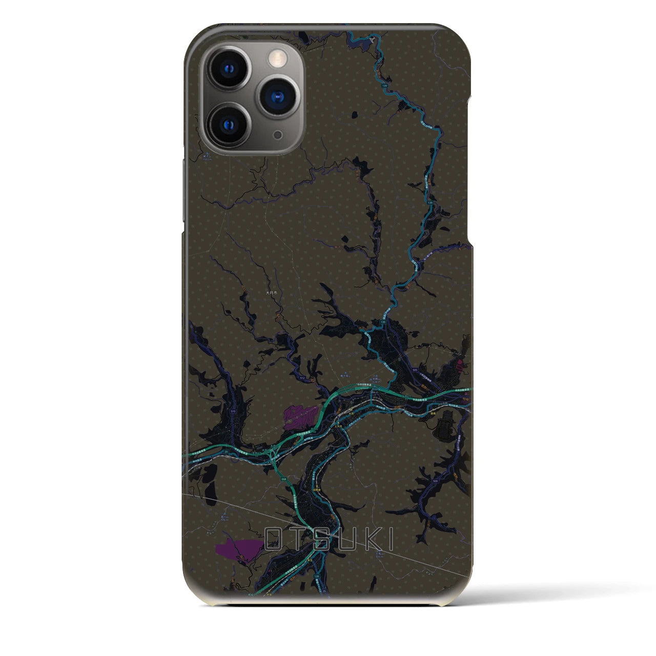 【大月(山梨県)】地図柄iPhoneケース(バックカバータイプ)