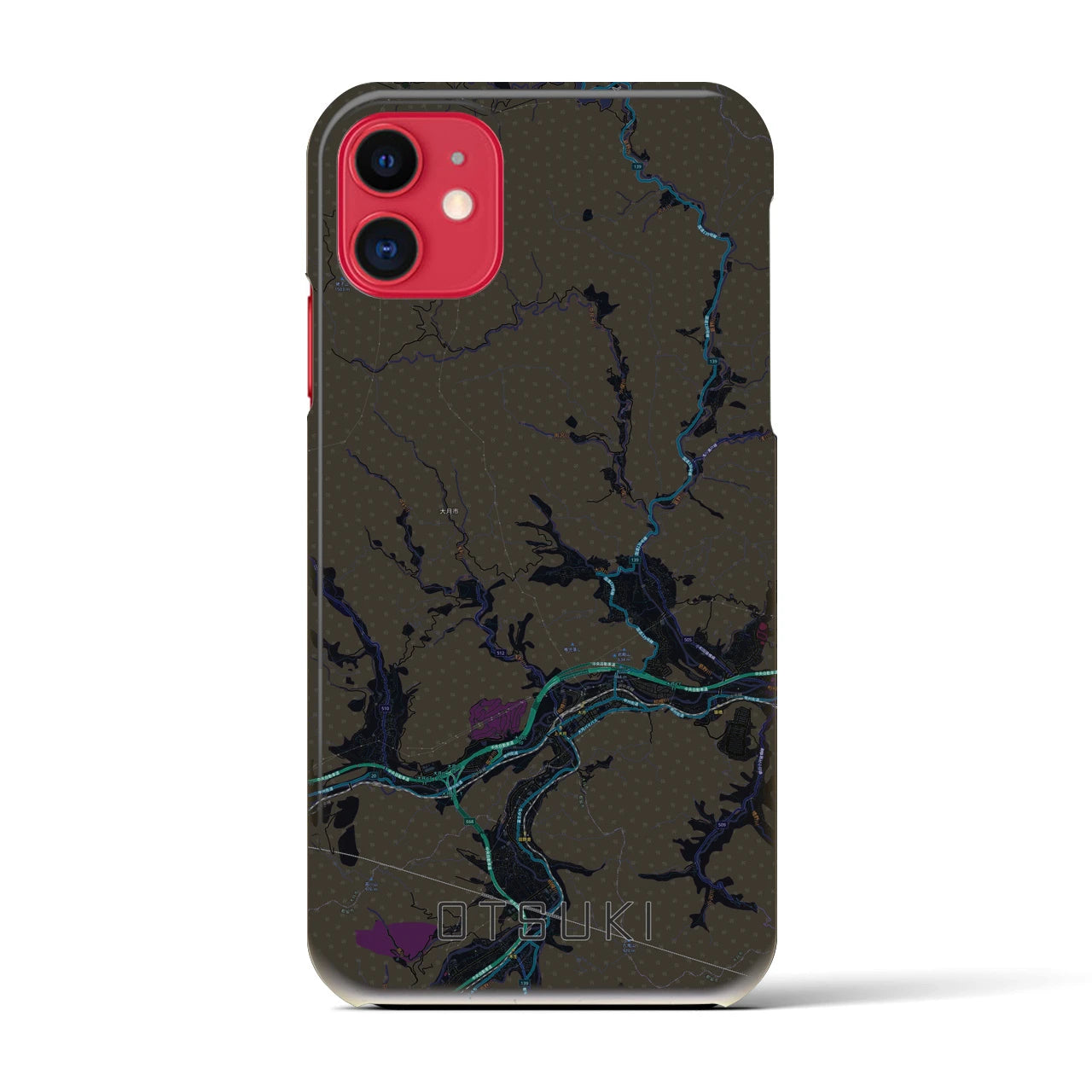 【大月(山梨県)】地図柄iPhoneケース(バックカバータイプ)