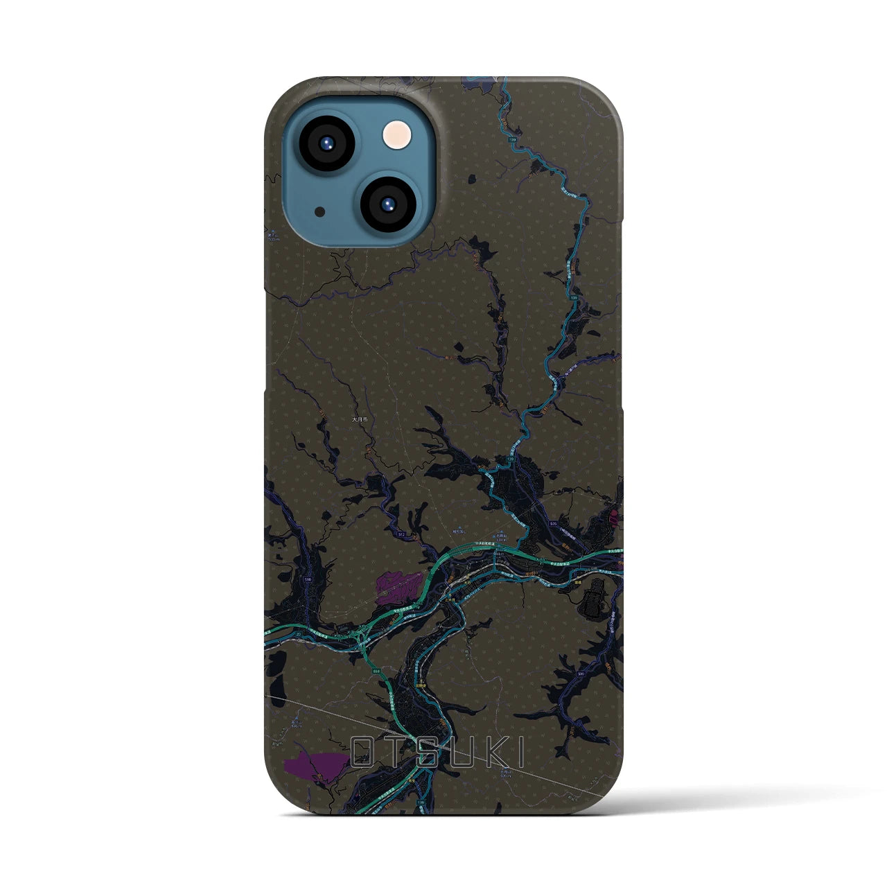 【大月(山梨県)】地図柄iPhoneケース(バックカバータイプ)