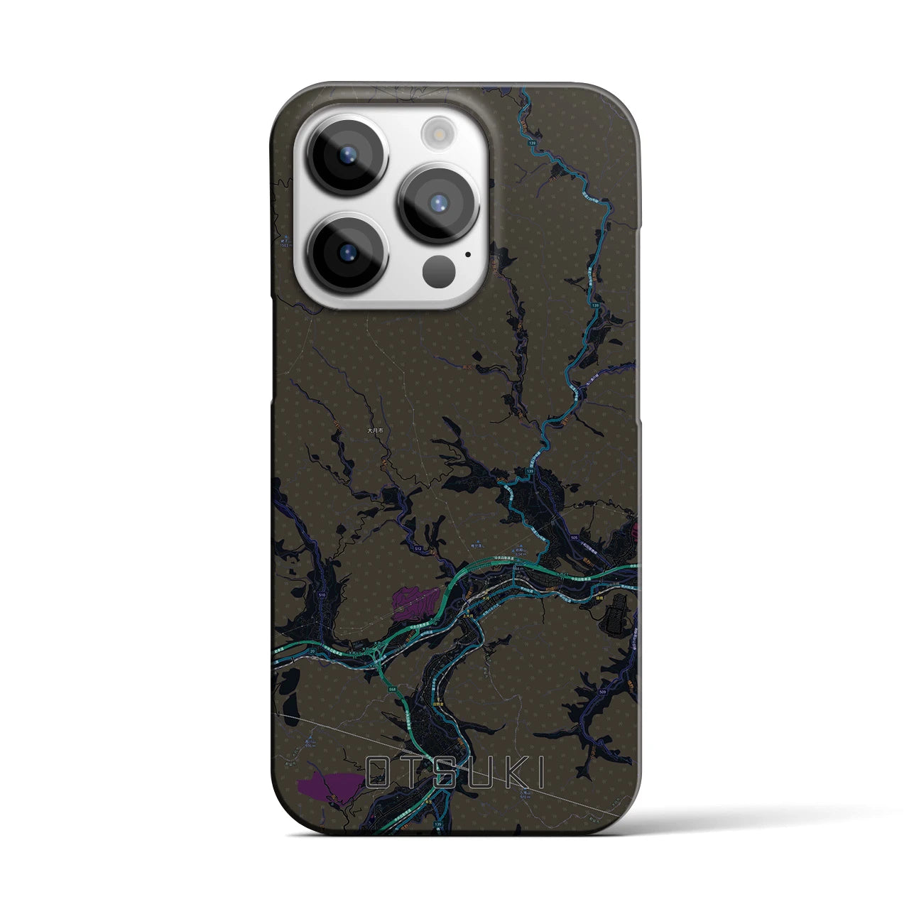 【大月(山梨県)】地図柄iPhoneケース(バックカバータイプ)