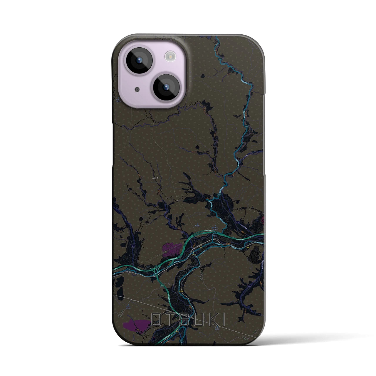 【大月(山梨県)】地図柄iPhoneケース(バックカバータイプ)