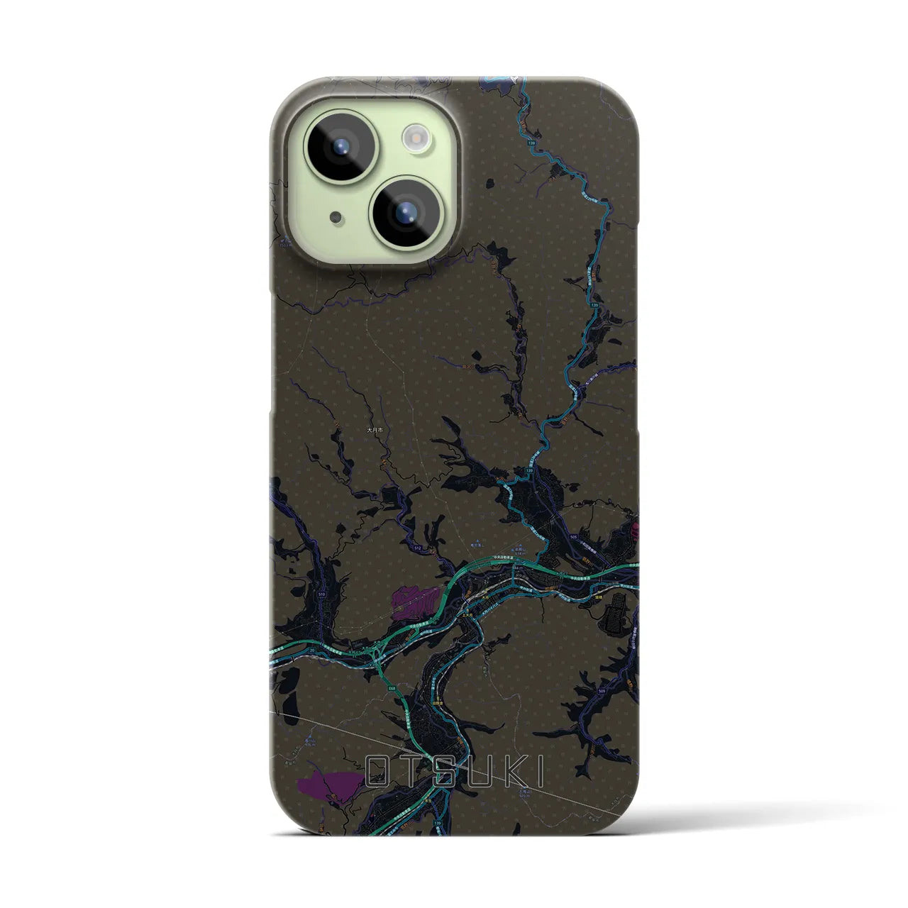 【大月(山梨県)】地図柄iPhoneケース(バックカバータイプ)
