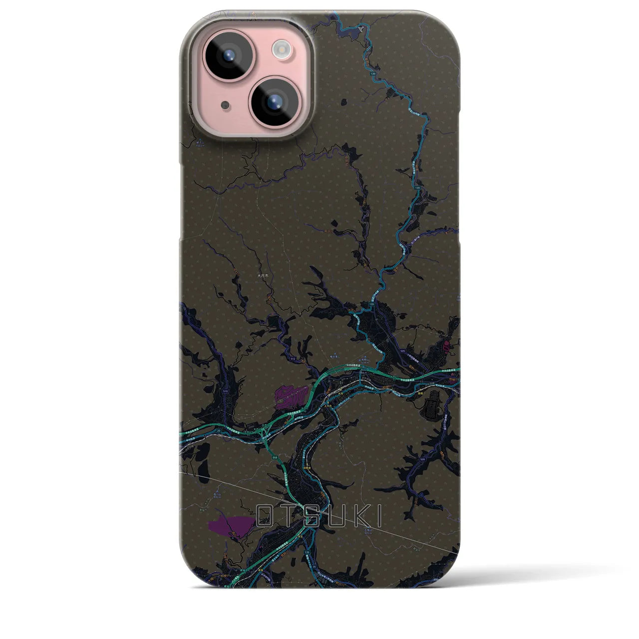 【大月(山梨県)】地図柄iPhoneケース(バックカバータイプ)