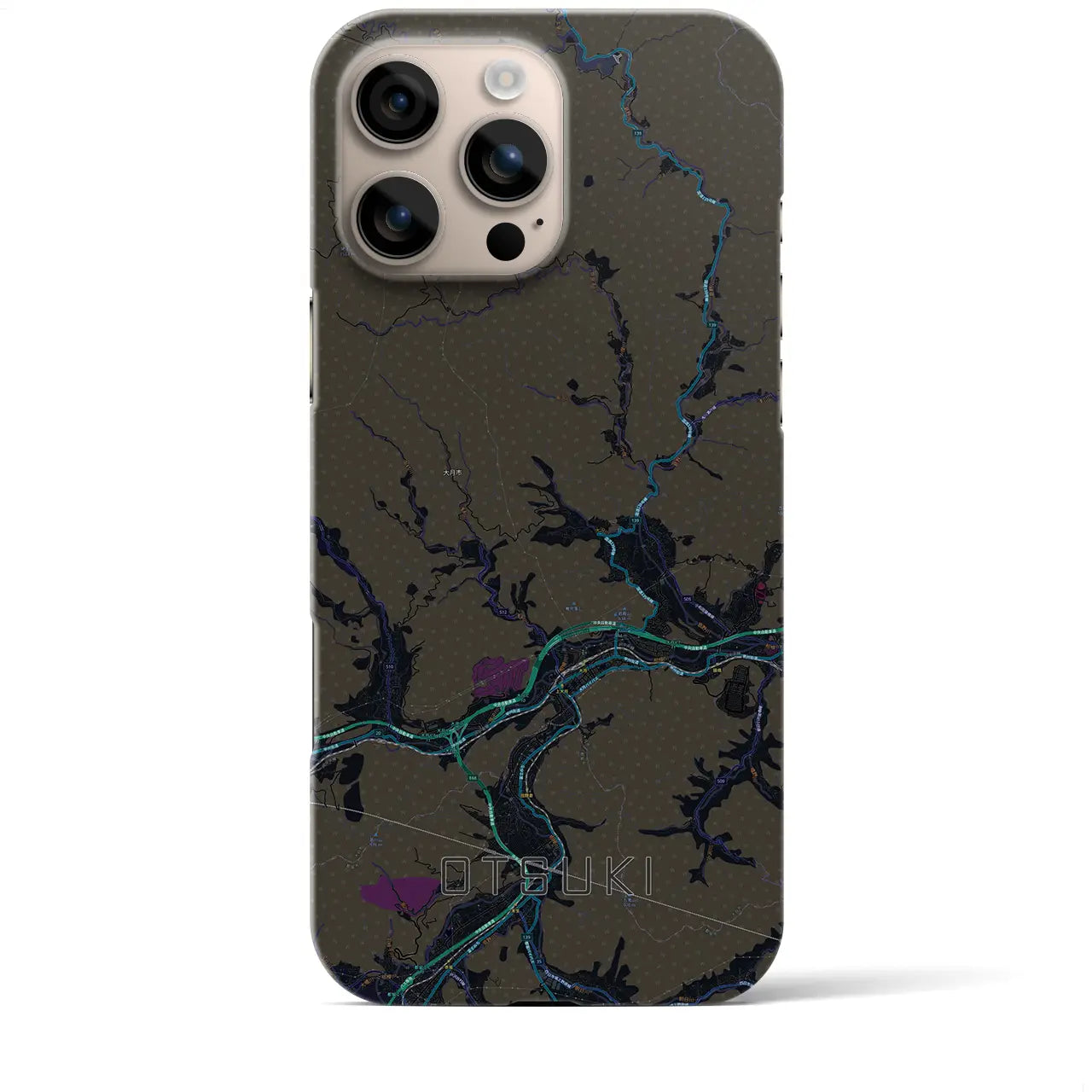 【大月(山梨県)】地図柄iPhoneケース(バックカバータイプ)