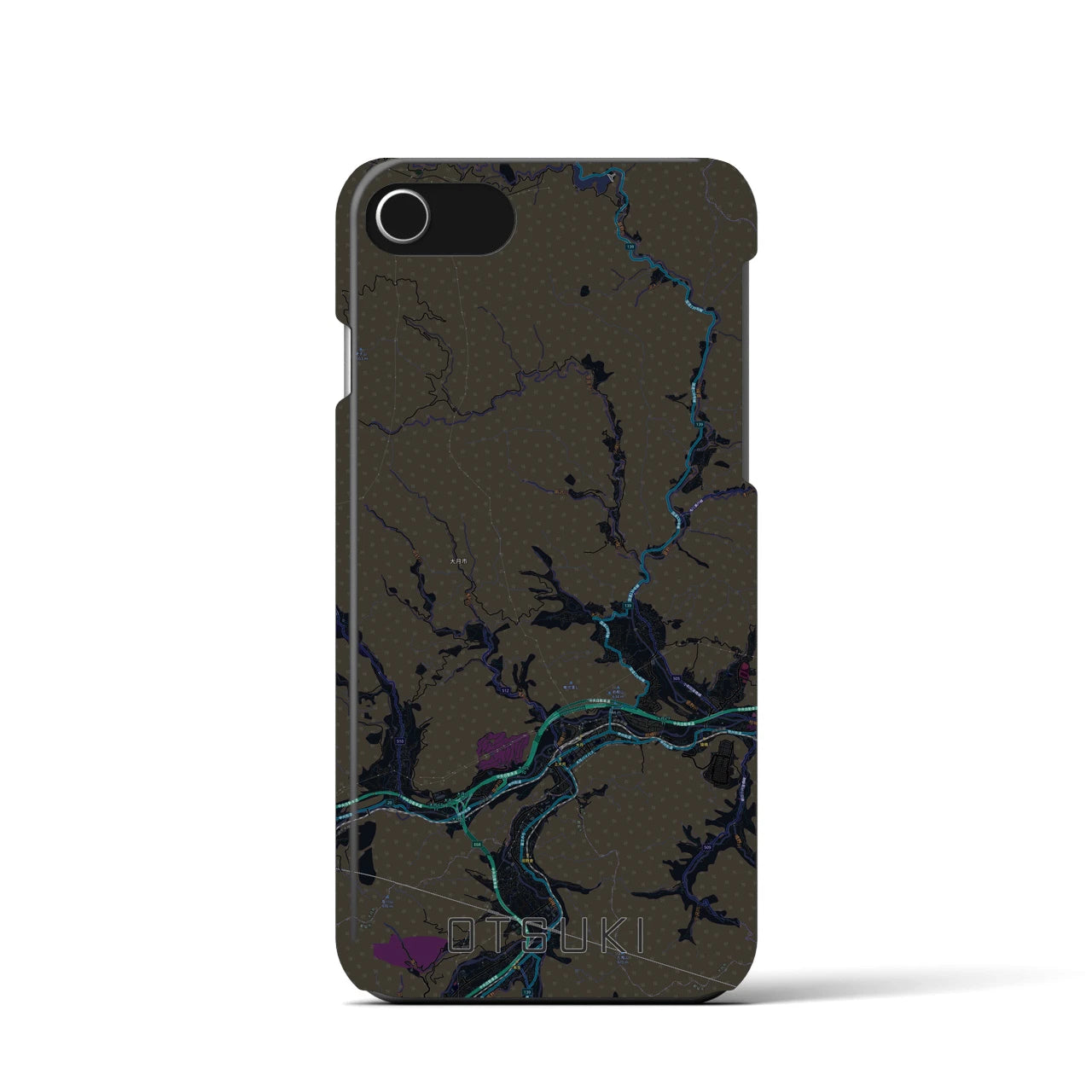 【大月(山梨県)】地図柄iPhoneケース(バックカバータイプ)