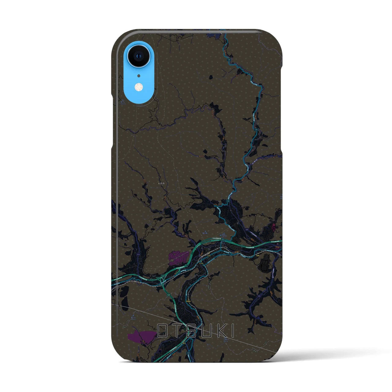 【大月(山梨県)】地図柄iPhoneケース(バックカバータイプ)