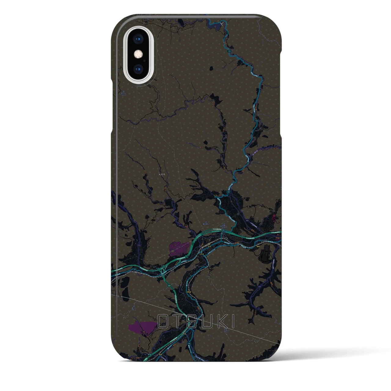 【大月(山梨県)】地図柄iPhoneケース(バックカバータイプ)