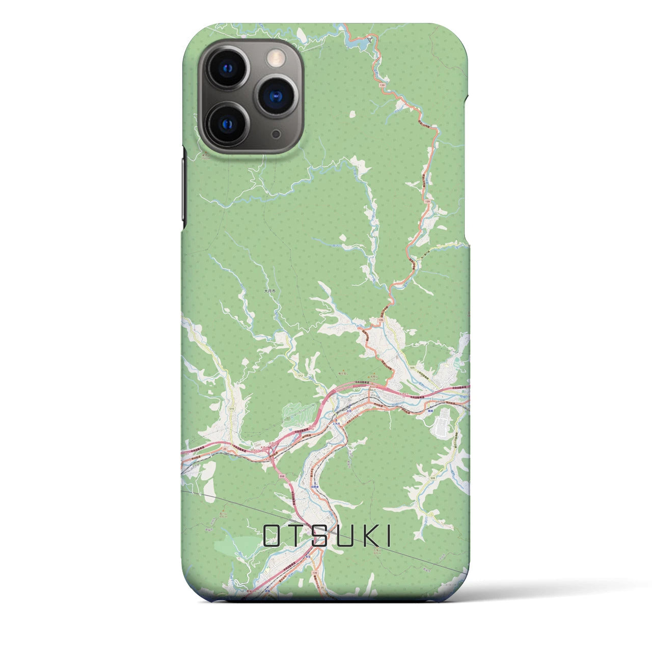 【大月(山梨県)】地図柄iPhoneケース(バックカバータイプ)