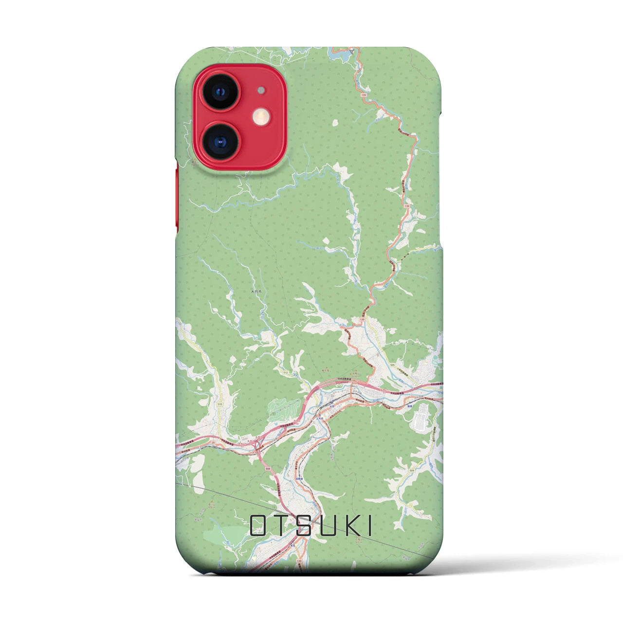 【大月(山梨県)】地図柄iPhoneケース(バックカバータイプ)