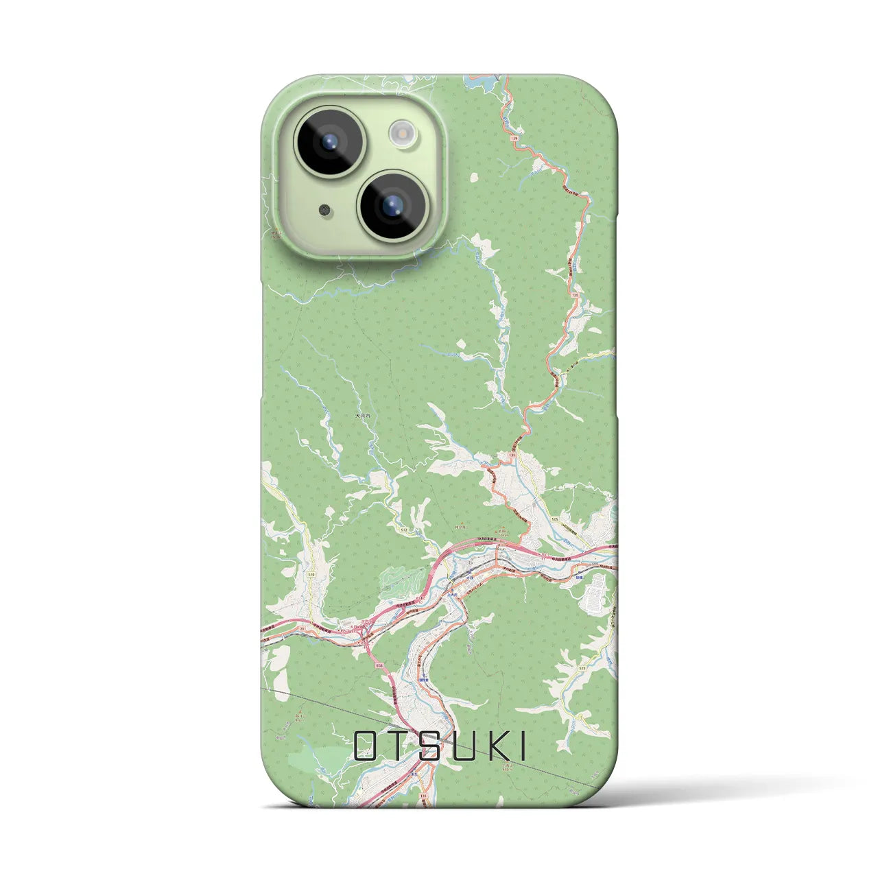 【大月(山梨県)】地図柄iPhoneケース(バックカバータイプ)