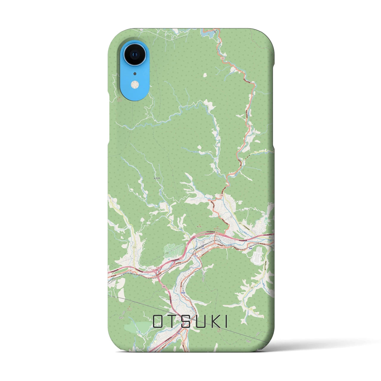 【大月(山梨県)】地図柄iPhoneケース(バックカバータイプ)