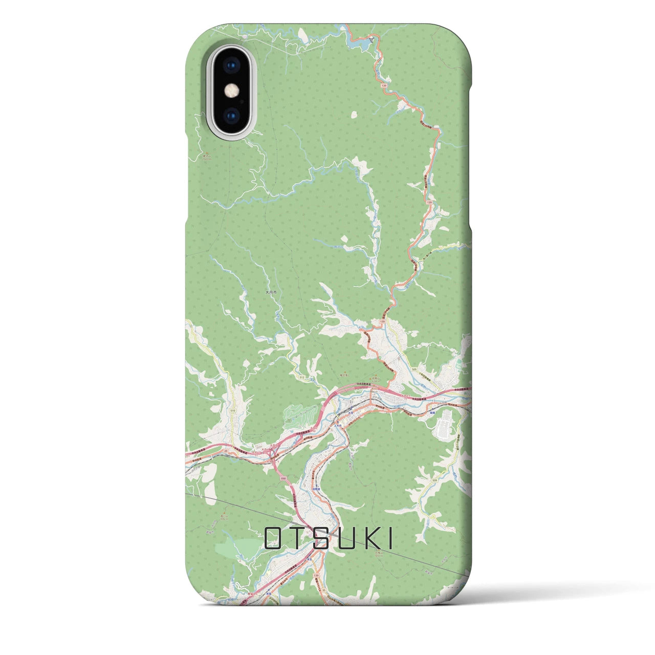 【大月(山梨県)】地図柄iPhoneケース(バックカバータイプ)