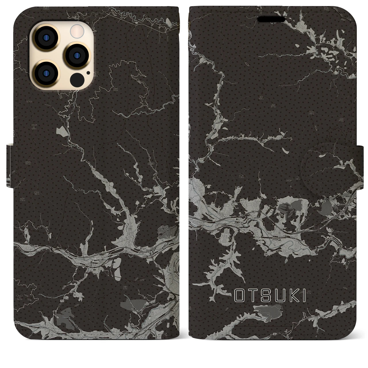 【大月(山梨県)】地図柄iPhoneケース(手帳タイプ)